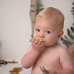 birthday boy eating his cake