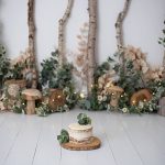 woodland cake smash set up with lights