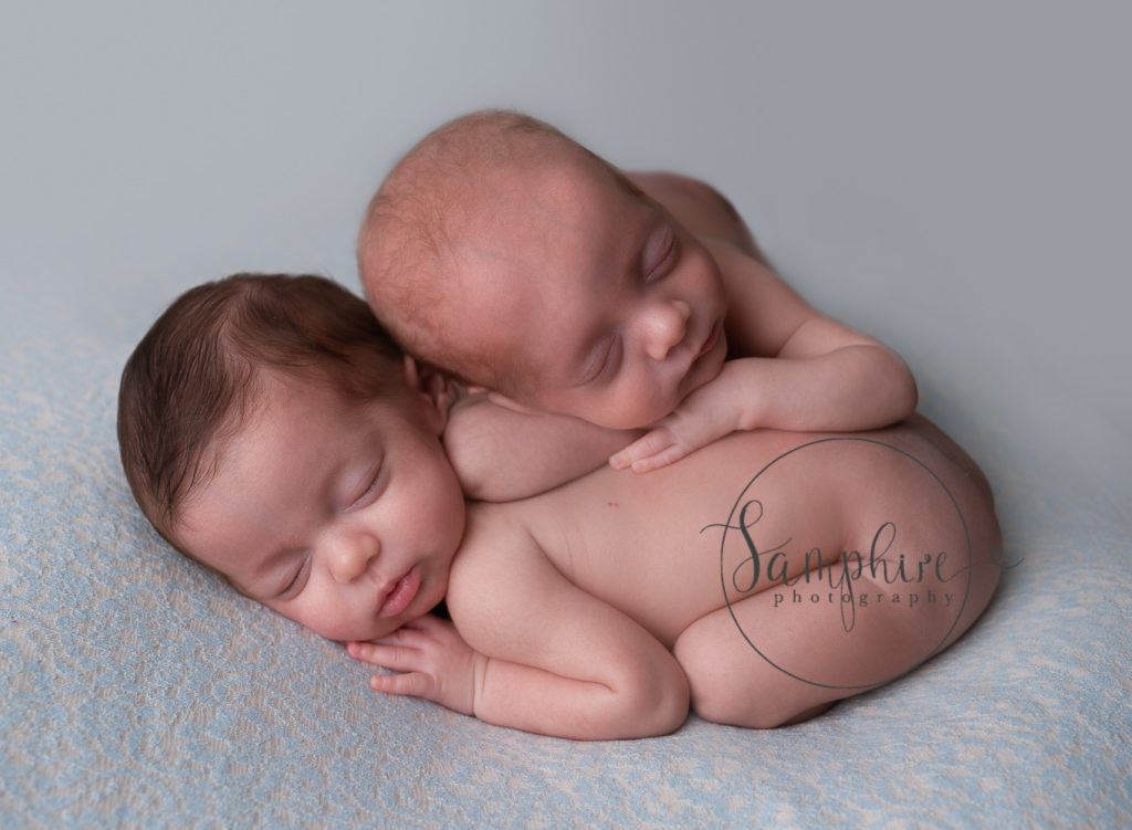 baby twins portrait by newborn photographer Dorking