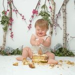 pink floral woodland cake smash