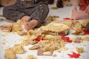 Woodland themed twin cake smash autumn by Samphire Photography