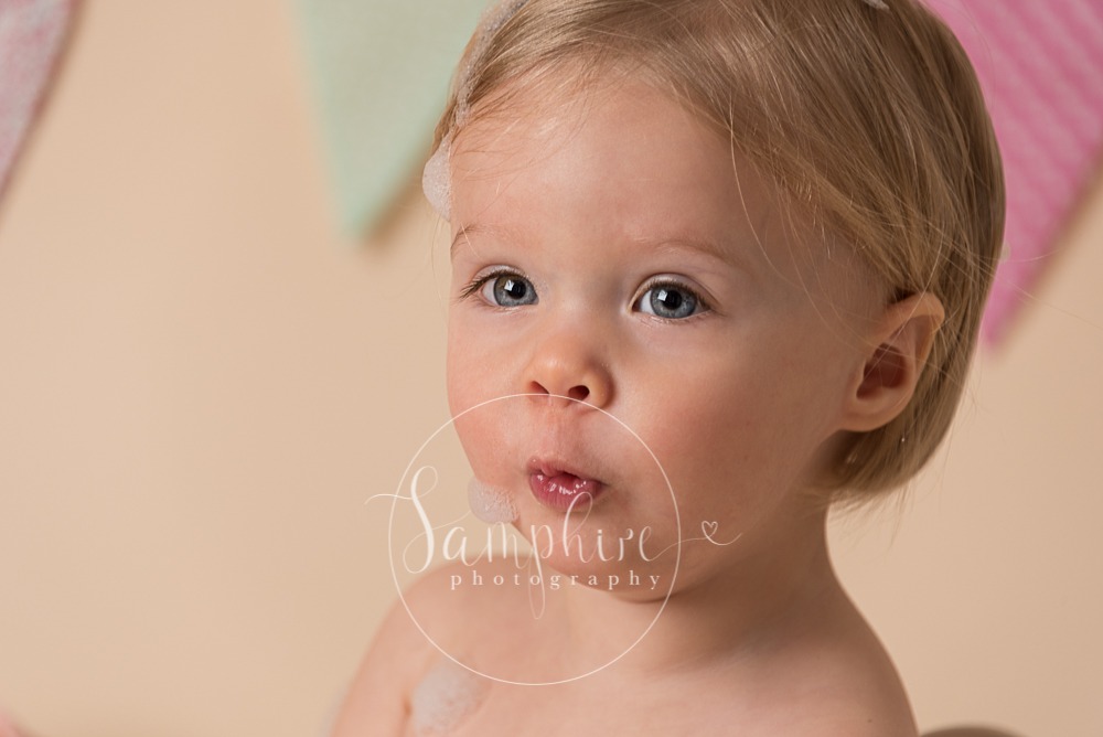 bunting and bubbles portrait