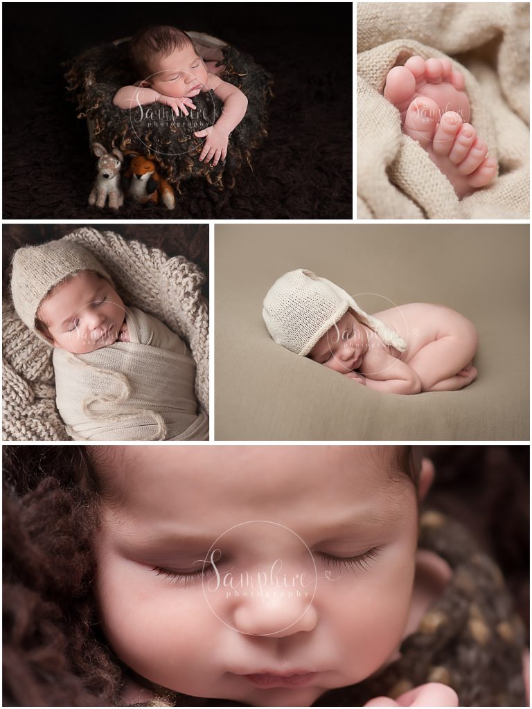 new baby photoshoot Sussex in neutral tones by Samphire Photography
