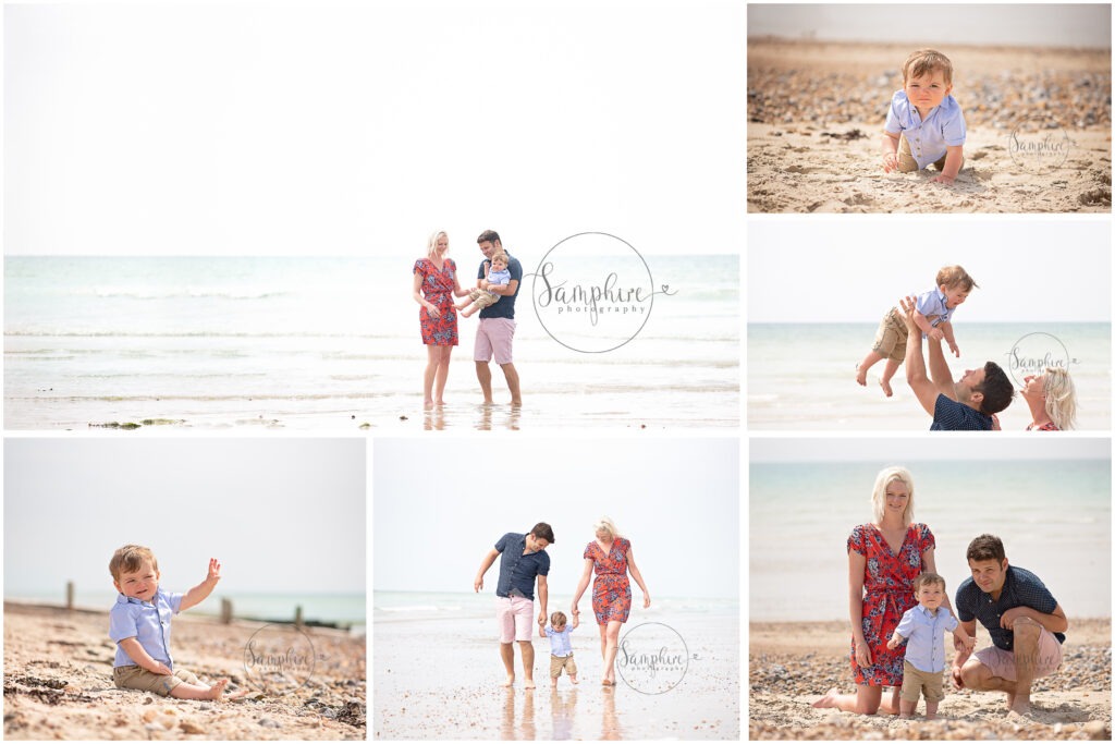 Family Portraits by the Sea summer sunshine beach West Sussex Samphire Photography