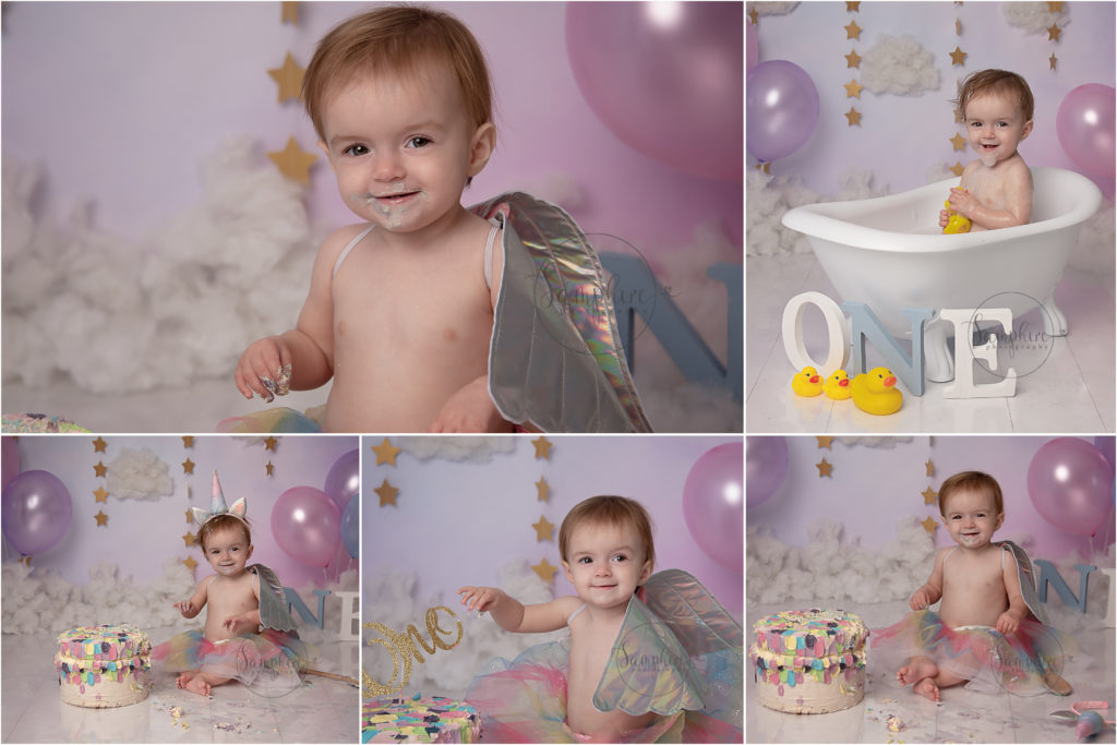 bespoke cake smash photography magical unicorn