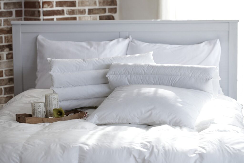 bed with pillows