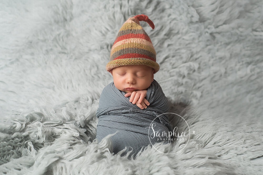 newborn portrait boy composite baby safety potato sack Samphire Photography