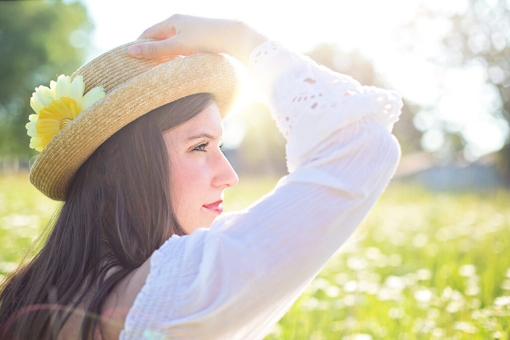 woman outdoors in sunshine